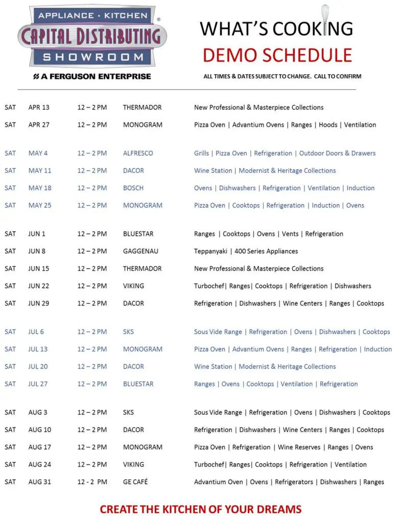 Capital Distributing - Kitchen Appliances Schedule