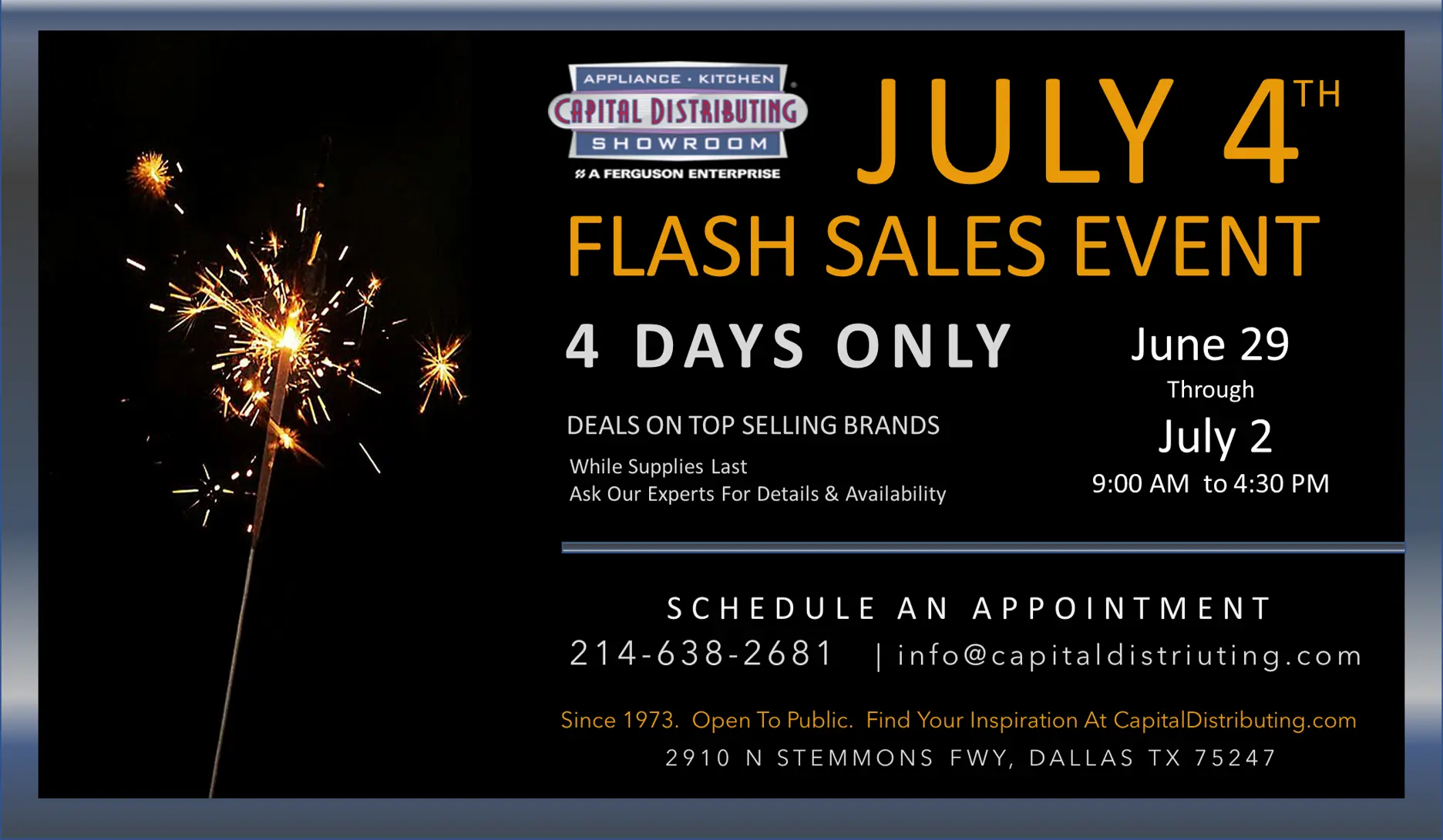 Capital Distributing July 4th Flash Sales Event 