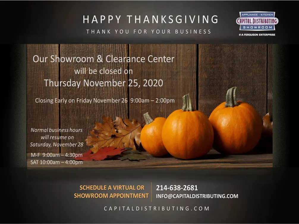 Capital Distributing Thanksgiving Hours 2020