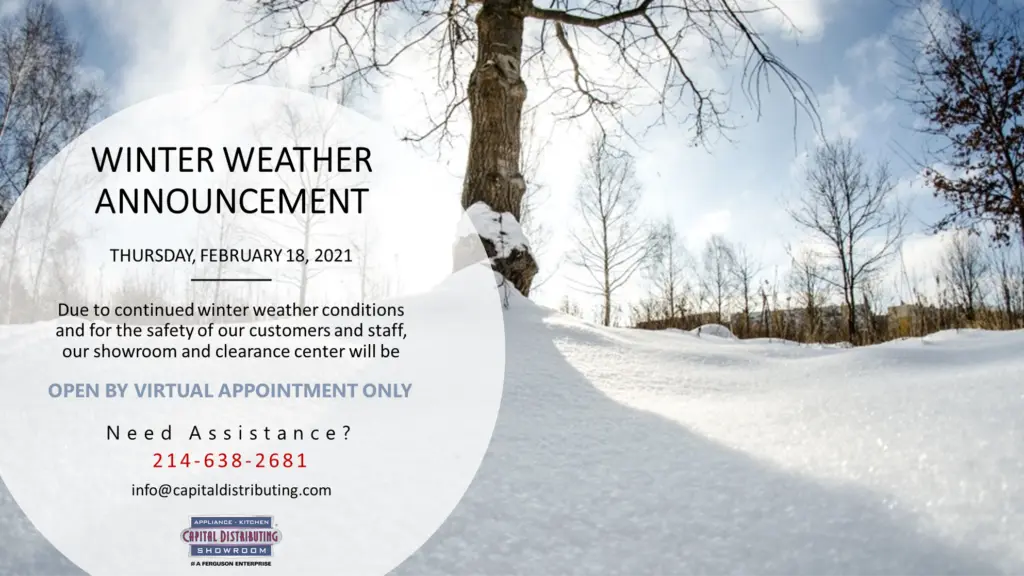 Weather Alert | Virtual Appointments Only | CapitalDistributing.com