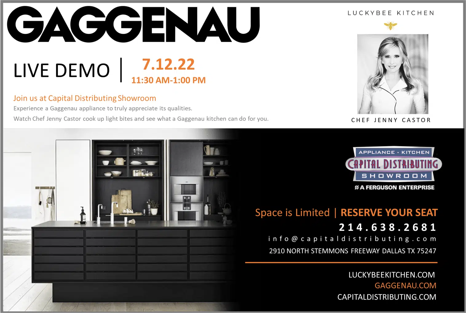 Gaggenau Appliance Demo | July 12 at 11:30AM | Capital Distributing Showroom | RSVP 214-638-2681